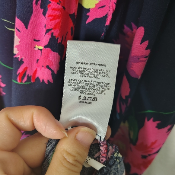 Express Floral Maxi Dress Small Blue Pink Ruffle High Low Wrap Faux Summer Boho - Picture 9 of 16